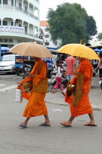 Monks with Parasols - InsideBurma Tours