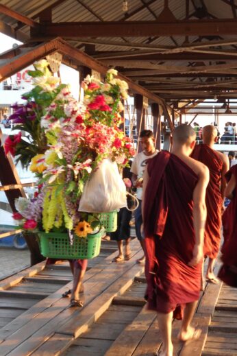 Monks Walking Home - InsideBurma Tours