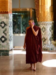 A Monk on the phone - InsideBurma Tours