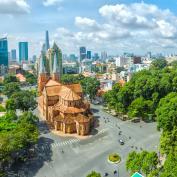Aerial view of Ho Chi Minh City cathedral