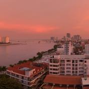 Sunset over the Mekong and Phnom Penh