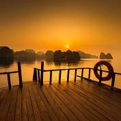 Deck of Lan Ha Bay cruise at sunrise
